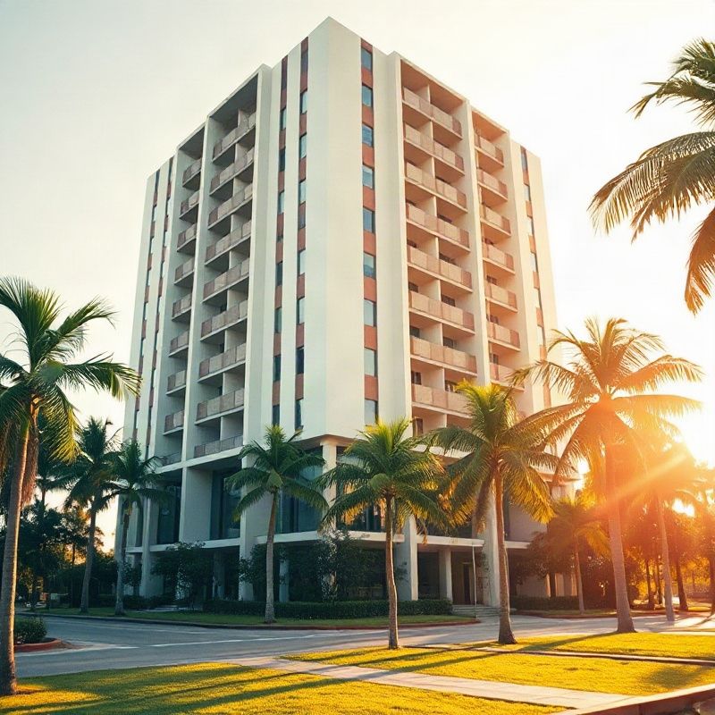 Modernist residential tower in Brasília with clean geometric facade