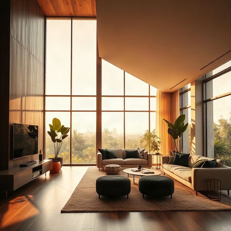 Bright living room interior of a modern Brasília apartment